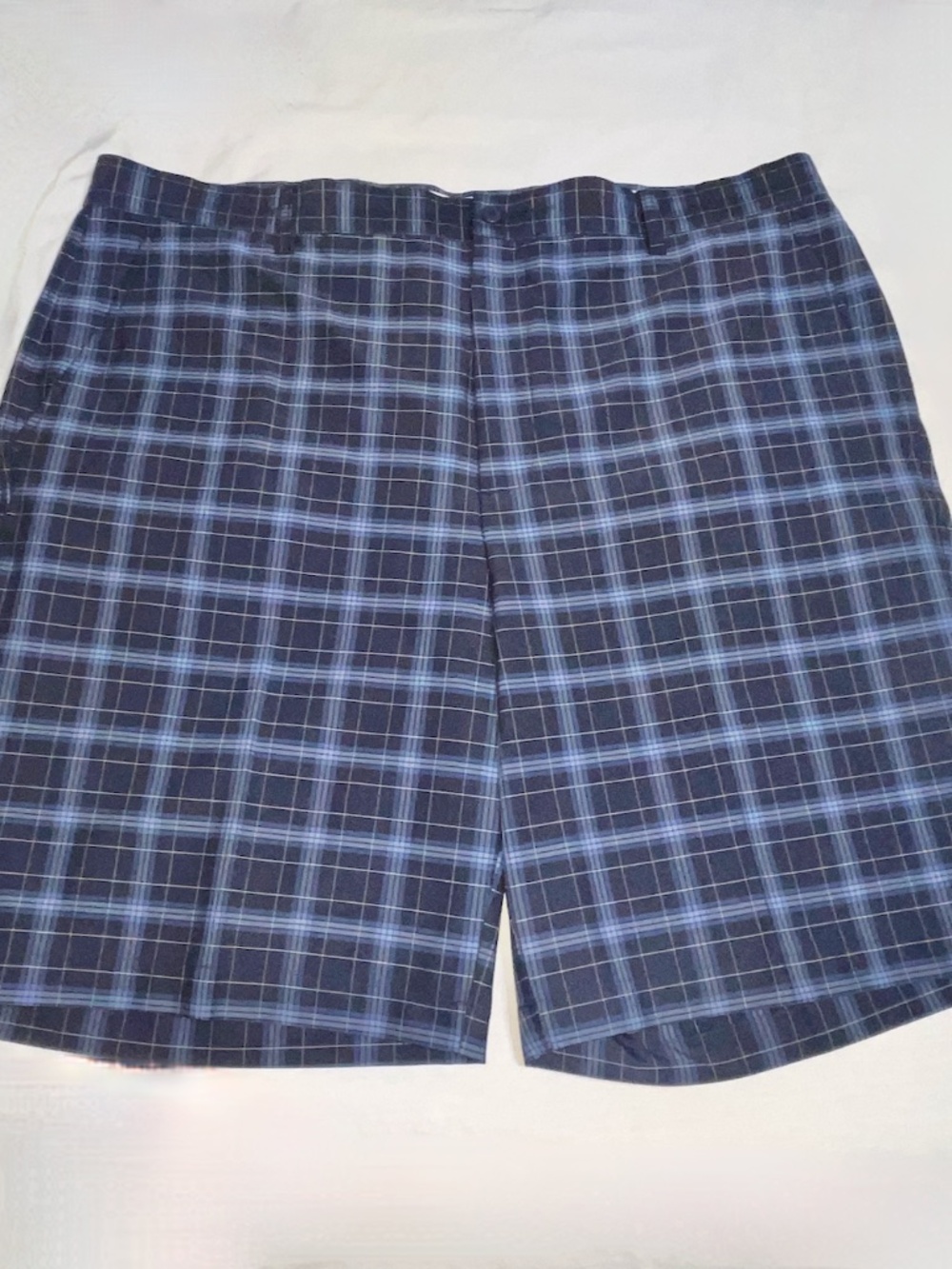 FJ FootJoy Golf Shorts Mens Size 42 Stretch Chino Navy Blue Plaid